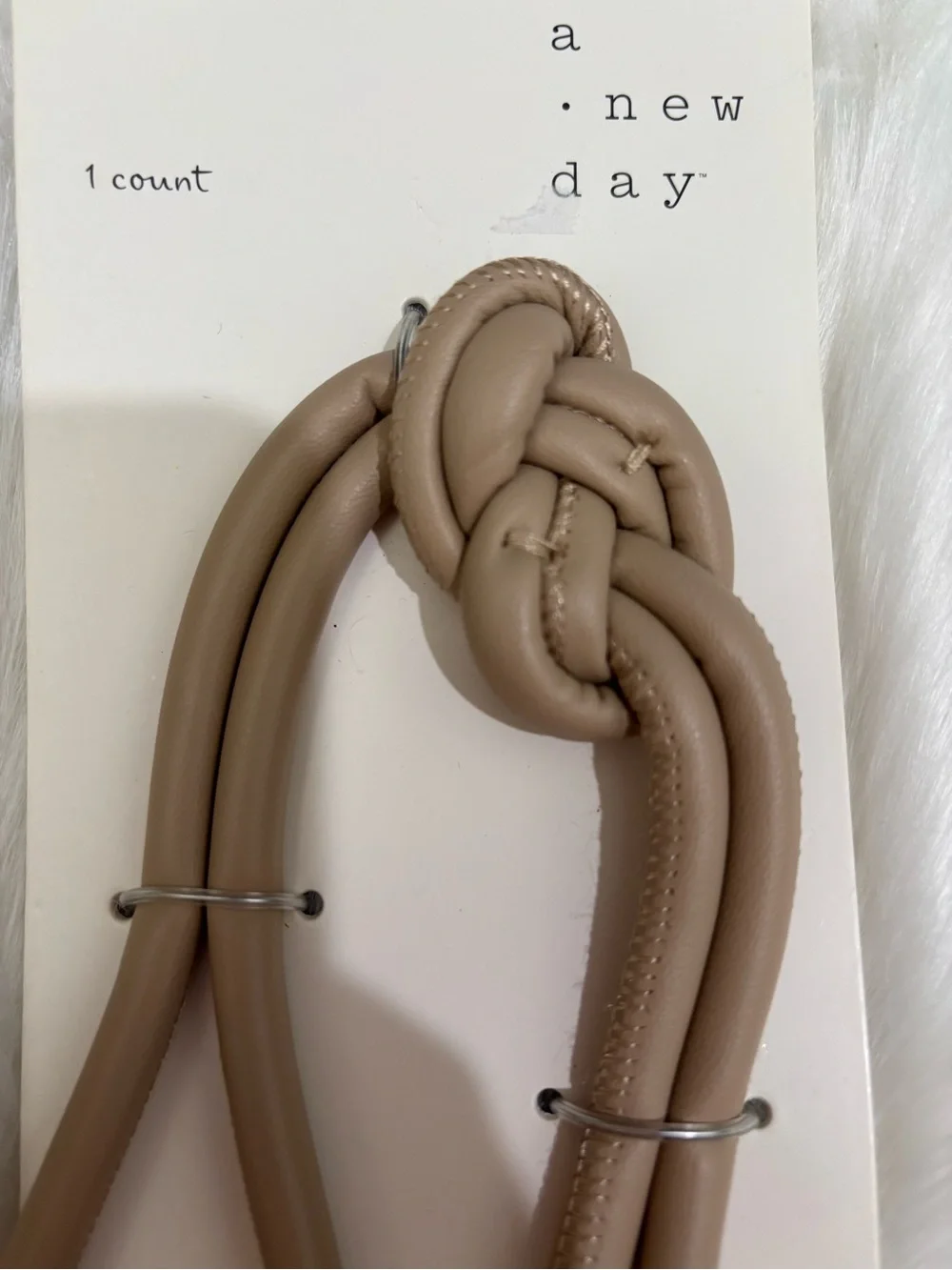 Taupe Knot Bag Charm with Gold-Tone Tips